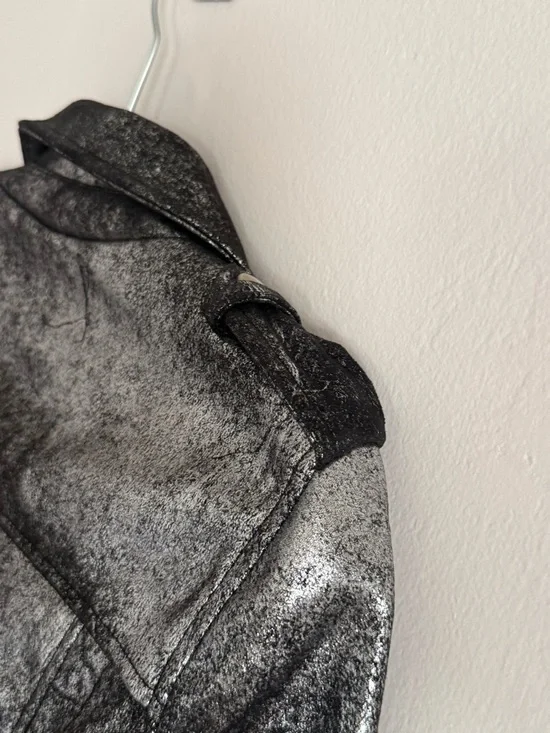 Metallic Silver Moto Jacket - Women - Picture 8 of 9